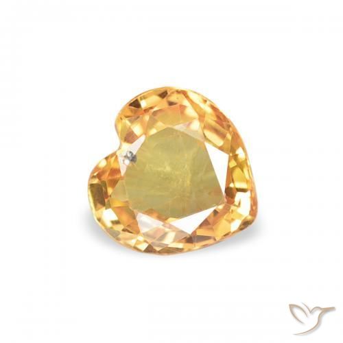 0.37 ct Orange Sapphire Stone, Natural Sapphire in Heart Facet Shape for Sale