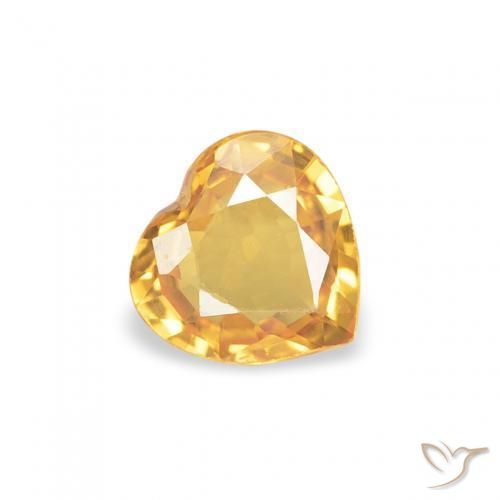 0.34 ct Golden Sapphire Stone, Natural Sapphire in Heart Facet Shape for Sale