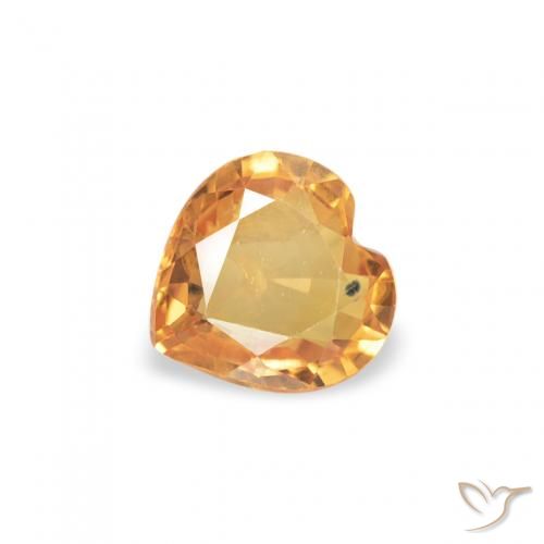 0.35ct Natural Orange-Gold Sapphire, Heart, VVS-VS
