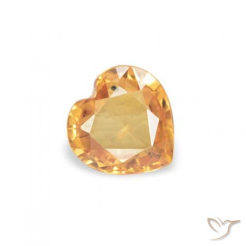 0.35 ct Golden Sapphire Stone, Natural Sapphire in Heart Facet Shape for Sale
