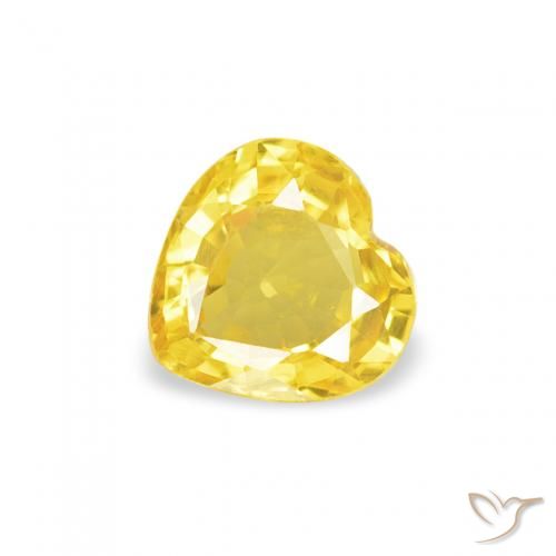 0.39 ct Yellow Sapphire Stone, Natural Sapphire in Heart Facet Shape for Sale