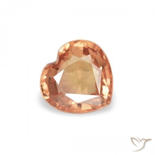 0.40 ct Orange Sapphire Stone, Natural Sapphire in Heart Facet Shape for Sale