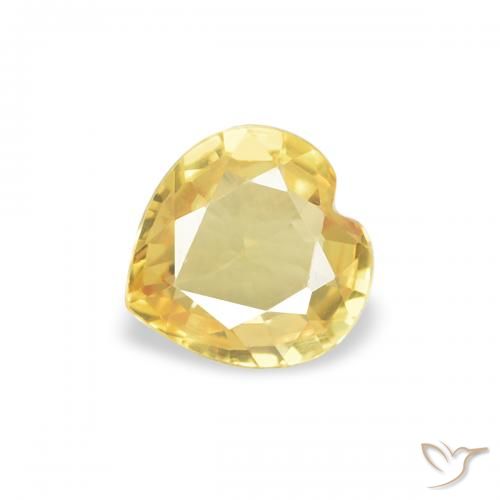 0.35ct Natural Medium Yellow Sapphire, Heart, VVS-VS