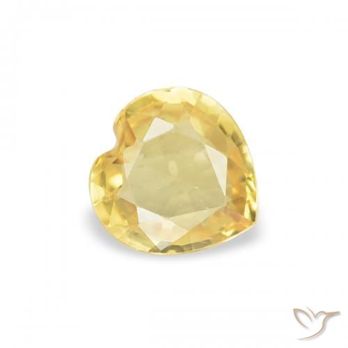 0.35 ct Yellow Sapphire Stone, Natural Sapphire in Heart Facet Shape for Sale