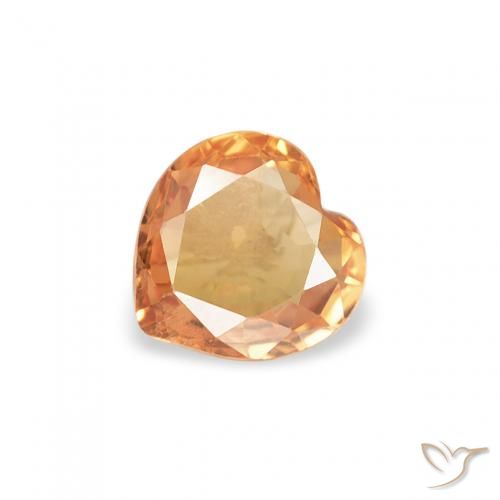 0.38ct Natural Bright Orange Sapphire, Heart, VVS-VS