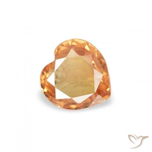 0.38 ct Orange Sapphire Stone, Natural Sapphire in Heart Facet Shape for Sale
