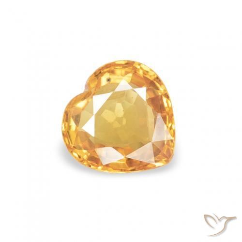 0.44 ct Golden Sapphire Stone, Natural Sapphire in Heart Facet Shape for Sale