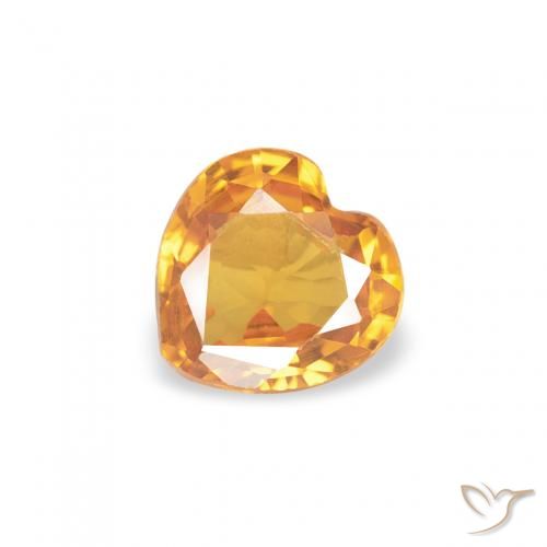 0.37ct Natural Orange-Gold Sapphire, Heart, VVS-VS