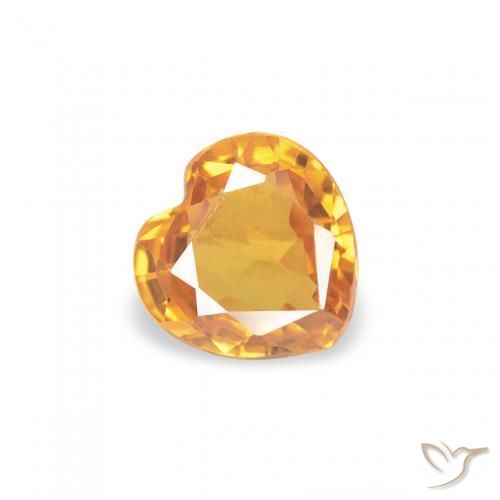 0.37 ct Golden Sapphire Stone, Natural Sapphire in Heart Facet Shape for Sale