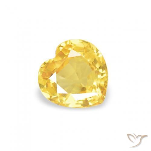 0.38 ct Yellow Sapphire Stone, Natural Sapphire in Heart Facet Shape for Sale