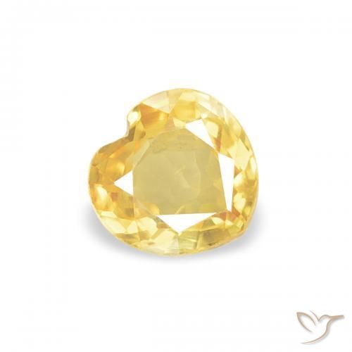 0.34 ct Yellow Sapphire Stone, Natural Sapphire in Heart Facet Shape for Sale