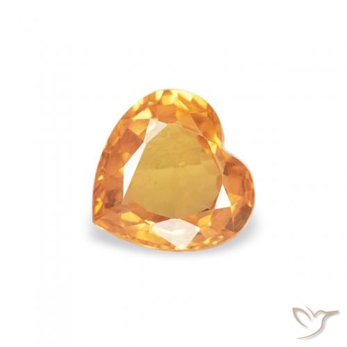 0.41ct Natural Intense Orange Sapphire, Heart, VVS-VS
