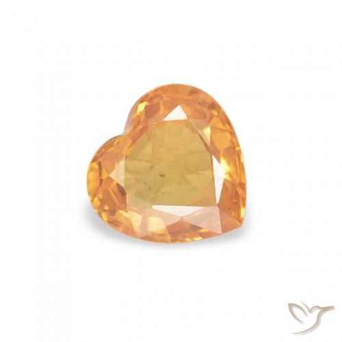 0.41 ct Orange Sapphire Stone, Natural Sapphire in Heart Facet Shape for Sale