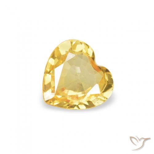 0.35 ct Golden Sapphire Stone, Natural Sapphire in Heart Facet Shape for Sale