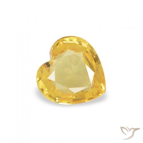 0.38 ct Golden Sapphire Stone, Natural Sapphire in Heart Facet Shape for Sale