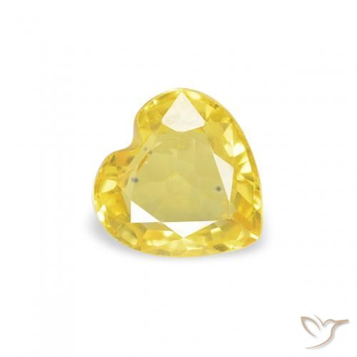 0.39 ct Yellow Sapphire Stone, Natural Sapphire in Heart Facet Shape for Sale