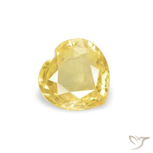 0.38 ct Yellow Sapphire Stone, Natural Sapphire in Heart Facet Shape for Sale