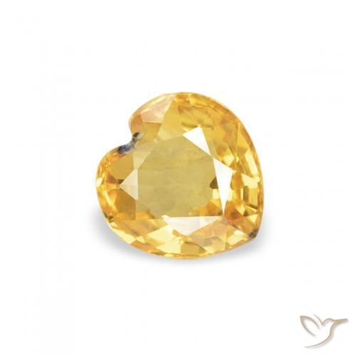 0.44 ct Golden Sapphire Stone, Natural Sapphire in Heart Facet Shape for Sale