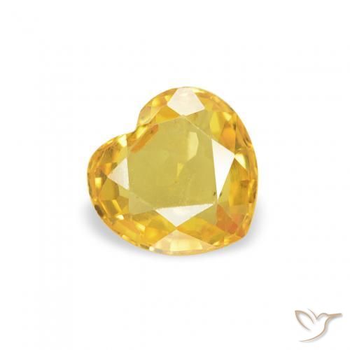 0.44 ct Golden Sapphire Stone, Natural Sapphire in Heart Facet Shape for Sale