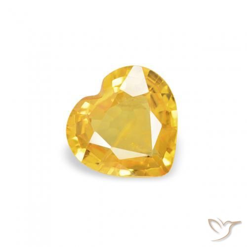 0.33 ct Golden Sapphire Stone, Natural Sapphire in Heart Facet Shape for Sale