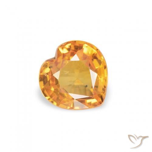 0.39 ct Orange Sapphire Stone, Natural Sapphire in Heart Facet Shape for Sale