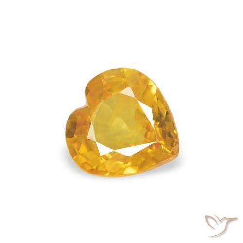 0.36 ct Golden Sapphire Stone, Natural Sapphire in Heart Facet Shape for Sale