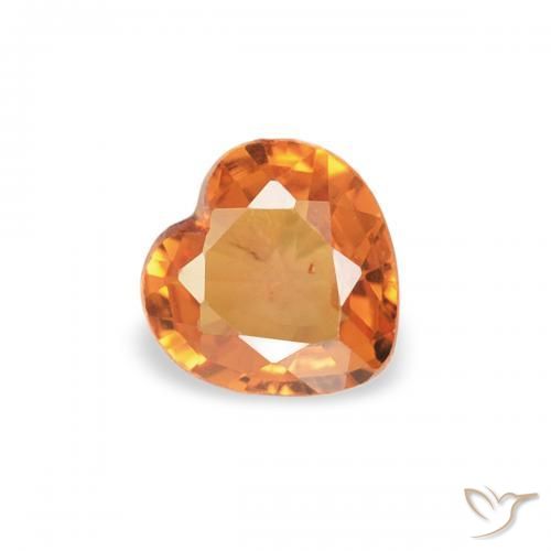 0.29 ct Orange Sapphire Stone, Natural Sapphire in Heart Facet Shape for Sale