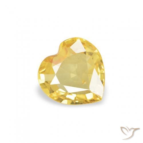 0.36 ct Yellow Sapphire Stone, Natural Sapphire in Heart Facet Shape for Sale