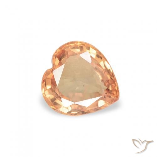 0.47 ct Orange Sapphire Stone, Natural Sapphire in Heart Facet Shape for Sale