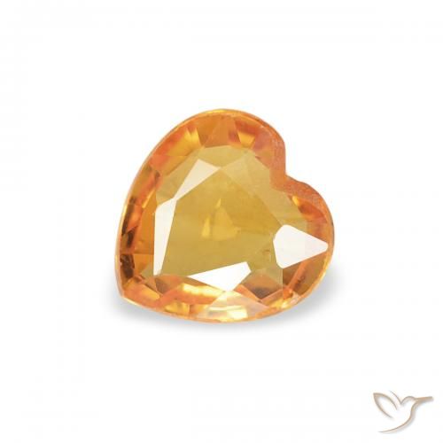0.36ct Natural Medium Orange Sapphire, Heart, VS