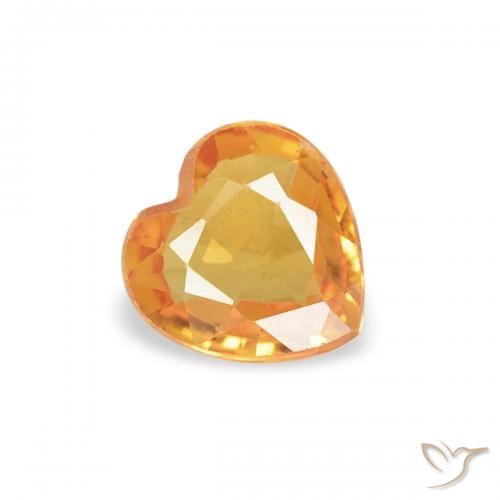 0.36 ct Orange Sapphire Stone, Natural Sapphire in Heart Facet Shape for Sale