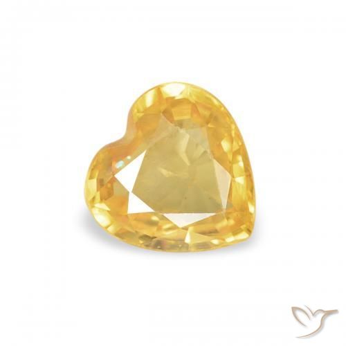 0.39 ct Golden Sapphire Stone, Natural Sapphire in Heart Facet Shape for Sale