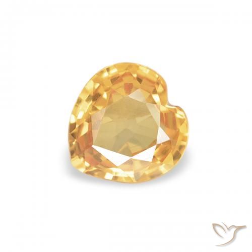 0.33 ct Golden Sapphire Stone, Natural Sapphire in Heart Facet Shape for Sale