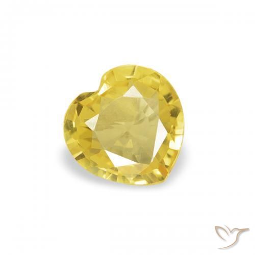 0.32 ct Yellow Sapphire Stone, Natural Sapphire in Heart Facet Shape for Sale
