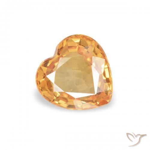 0.45 ct Orange Sapphire Stone, Natural Sapphire in Heart Facet Shape for Sale