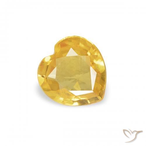0.33 ct Golden Sapphire Stone, Natural Sapphire in Heart Facet Shape for Sale