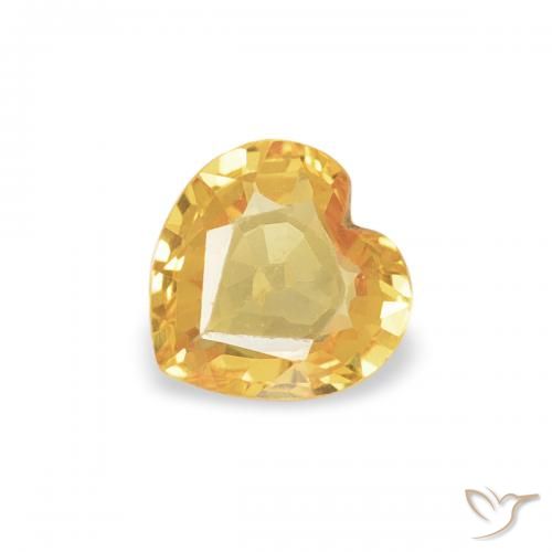 0.33ct Natural Deep Golden Orange Sapphire, Heart, VVS-VS