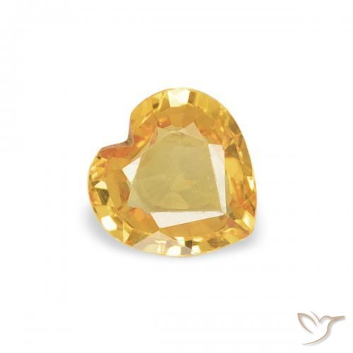 0.33 ct Golden Sapphire Stone, Natural Sapphire in Heart Facet Shape for Sale