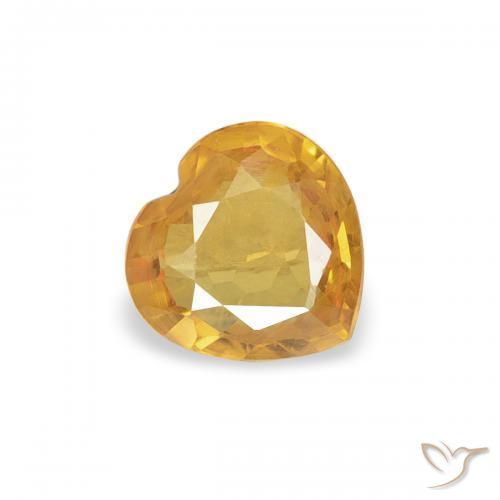 0.34 ct Golden Sapphire Stone, Natural Sapphire in Heart Facet Shape for Sale