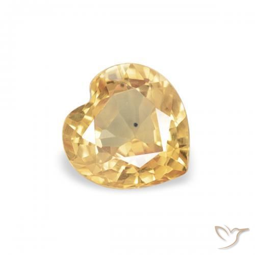 0.45 ct Golden Sapphire Stone, Natural Sapphire in Heart Facet Shape for Sale
