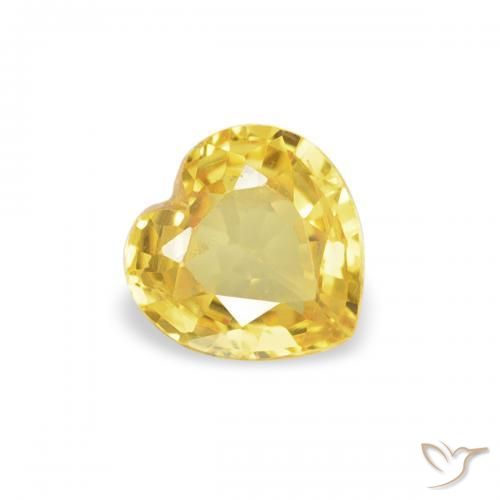 0.35 ct Golden Sapphire Stone, Natural Sapphire in Heart Facet Shape for Sale