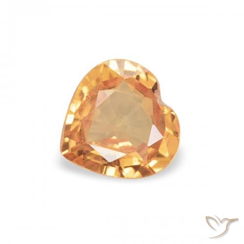 0.37ct Natural Medium Orange Sapphire, Heart, VVS-VS