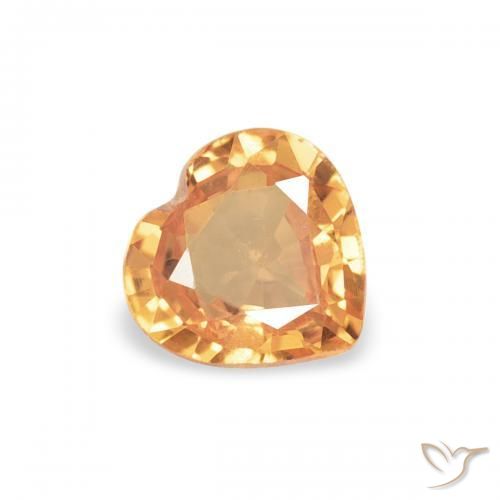 0.37 ct Orange Sapphire Stone, Natural Sapphire in Heart Facet Shape for Sale