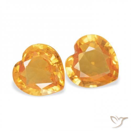 0.71 ctw Golden Sapphire Stones, Natural Sapphire in Heart Facet Shape for Sale
