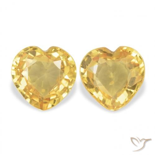0.76 ctw Golden Sapphire Gemstones, Sapphire Gems in Heart Facet Shape for Sale.