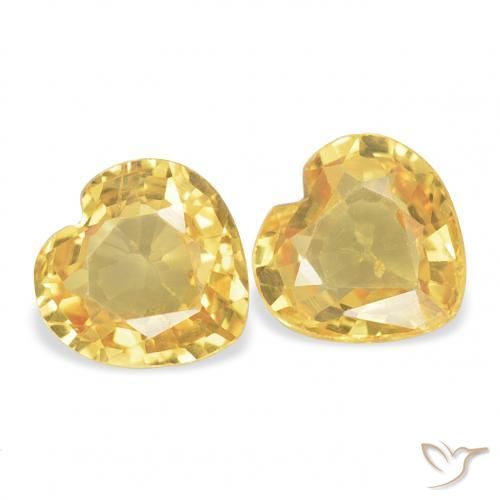 0.76 ctw Golden Sapphire Stones, Natural Sapphire in Heart Facet Shape for Sale