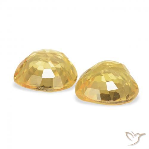 Sapphire Gemstones in 4.5 x 4.4 mm Size for Sale, Sapphire Stones in Medium Golden Color