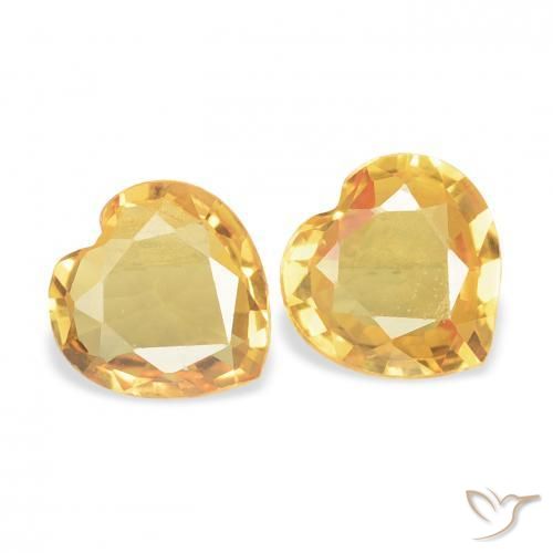 0.64 ctw Golden Sapphire Stones, Natural Sapphire in Heart Facet Shape for Sale