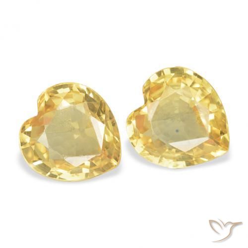 0.73 ctw Golden Sapphire Stones, Natural Sapphire in Heart Facet Shape for Sale