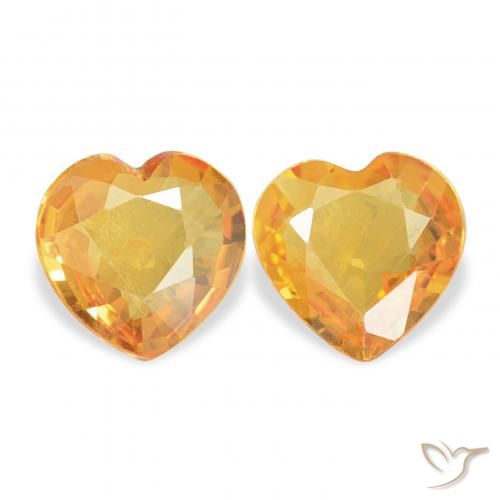 0.61ctw Natural Orange-Gold Sapphire, Heart, VVS-VS